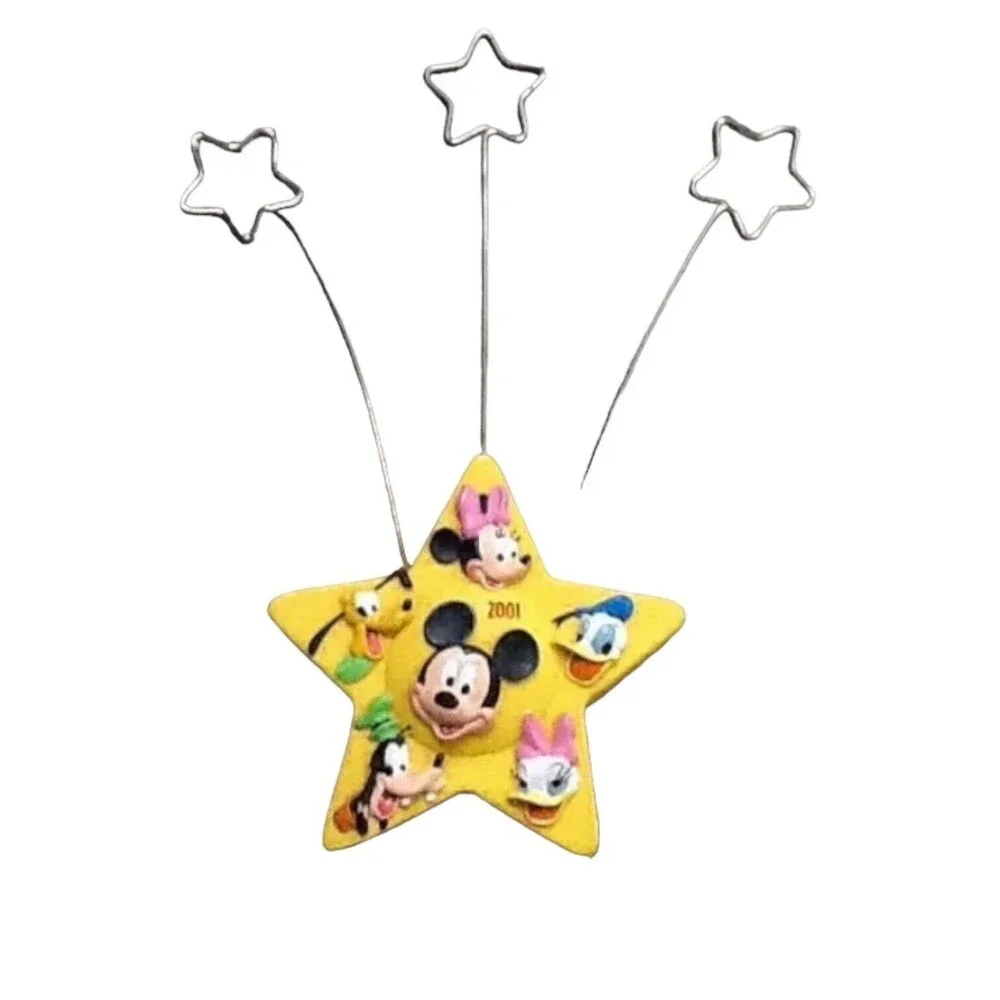 1928-2001 Disney Hallmark Yellow Star Card Holder Mickey Goofy Pluto Donald
